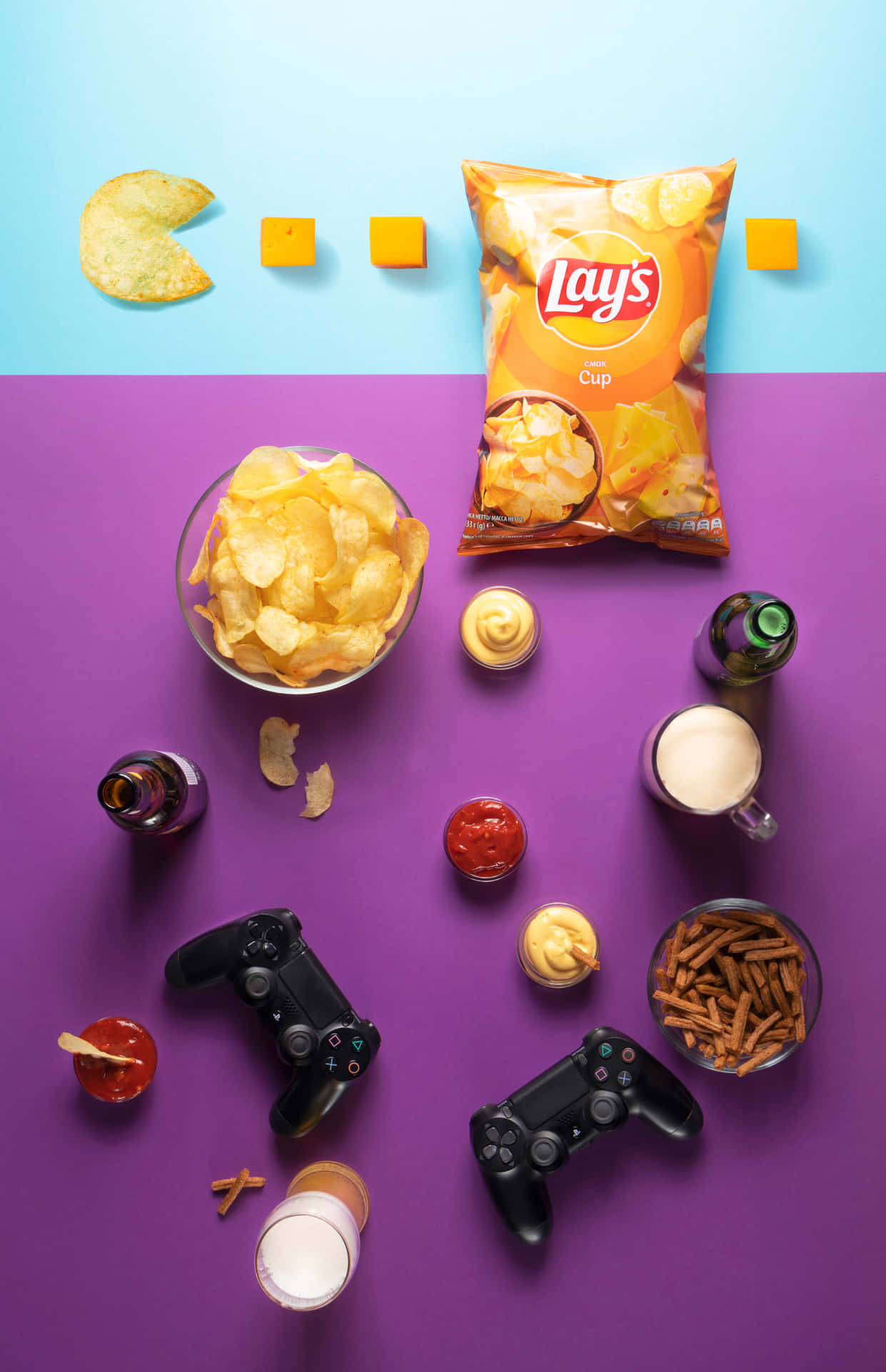 Kartoffelchipsdips Und Game-controller Wallpaper