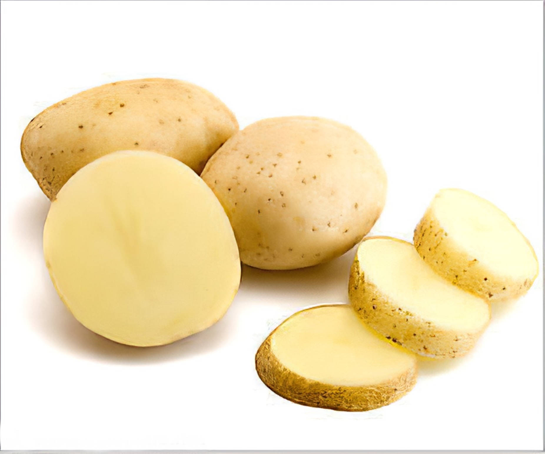 Freshly Sliced Potato Showcasing Juicy Yellow Flesh Wallpaper