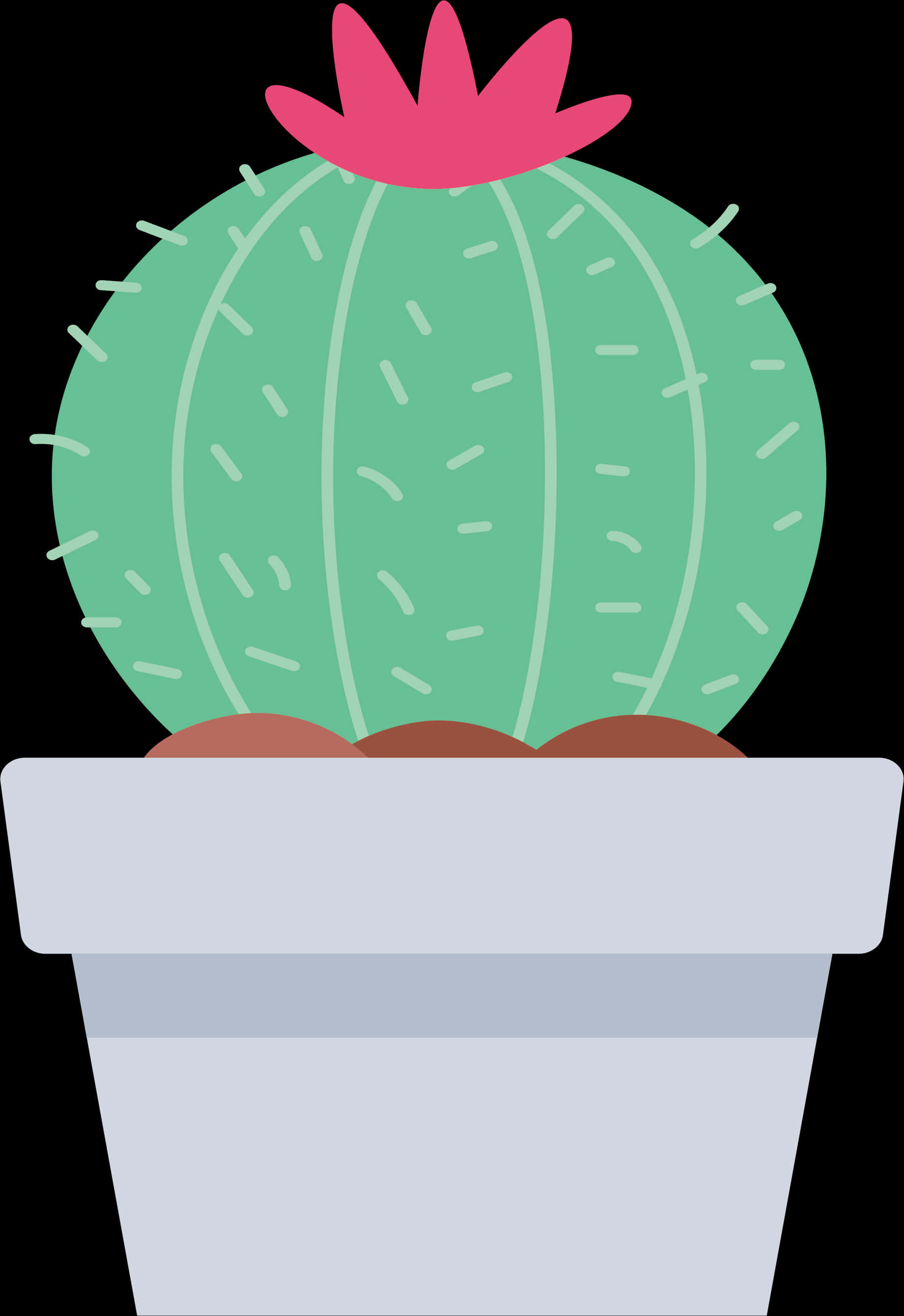 Potted Cactus Cartoon Illustration PNG