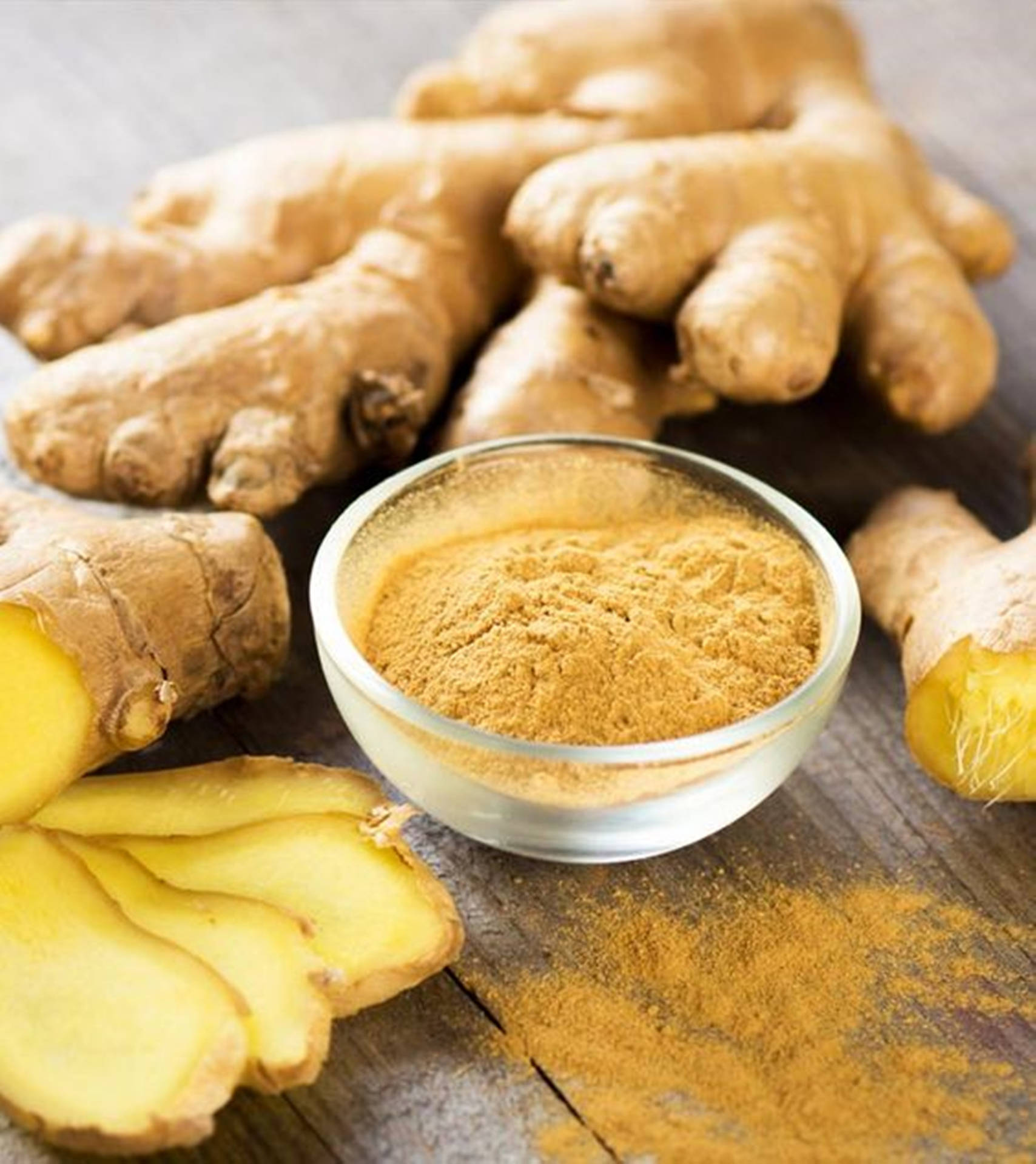 Powdered Ginger Roots Kitchen Spice Wallpaper