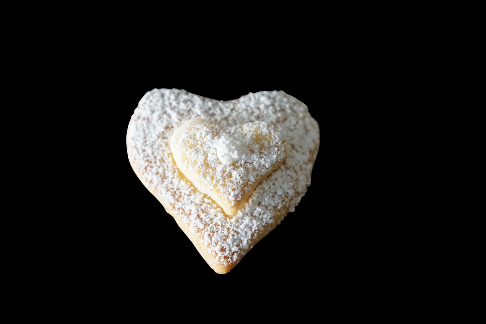 Powdered Heart Cookies Black Background PNG