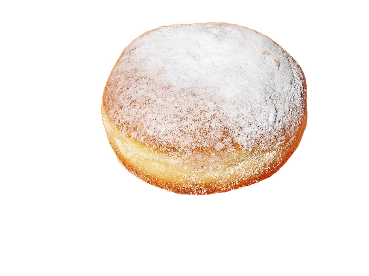 Powdered Sugar Dusted Donuton Black Background.jpg PNG