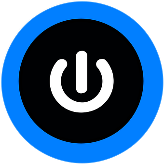 Power Button Icon Blue Black Background PNG