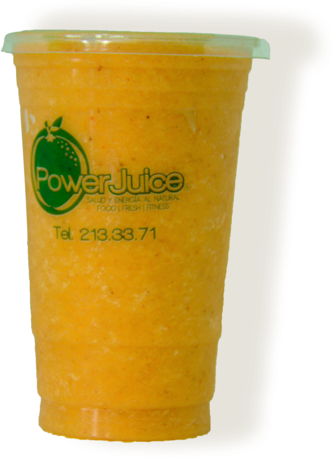 Power Juice Branded Orange Smoothie Cup PNG