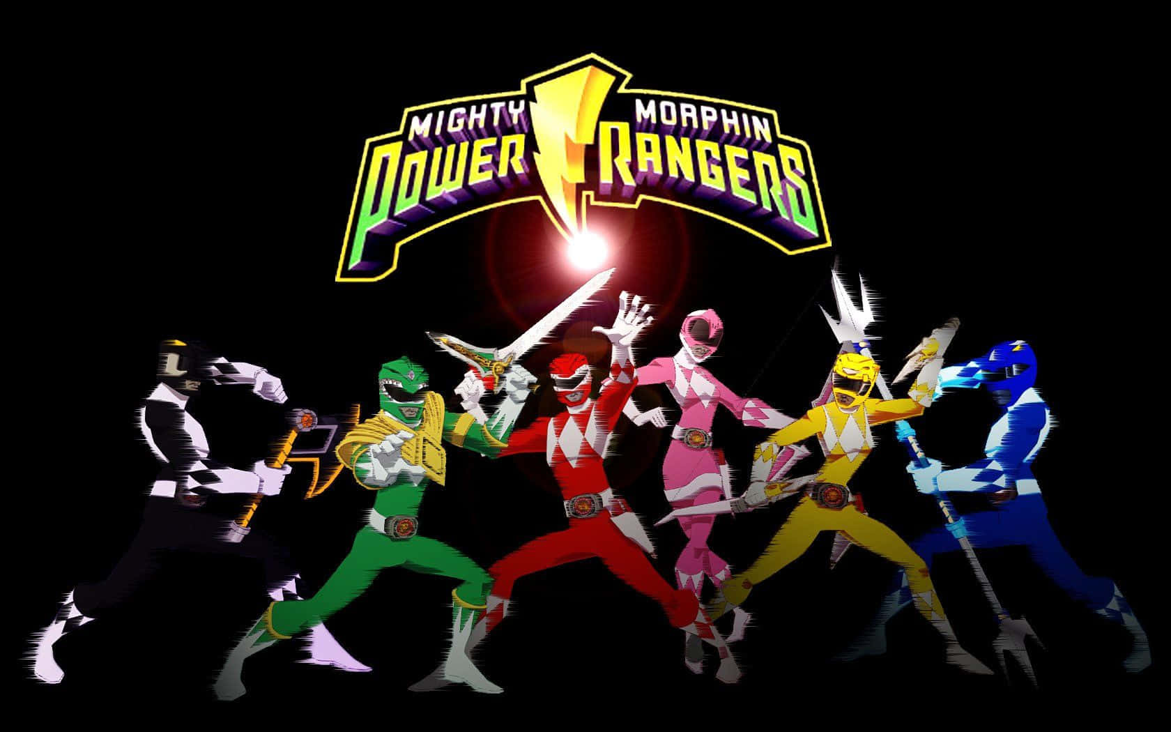 A dynamic group of Power Rangers ready for battle