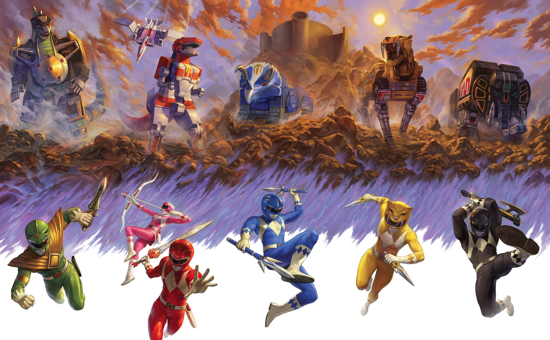 Mighty Power Rangers Team in Action