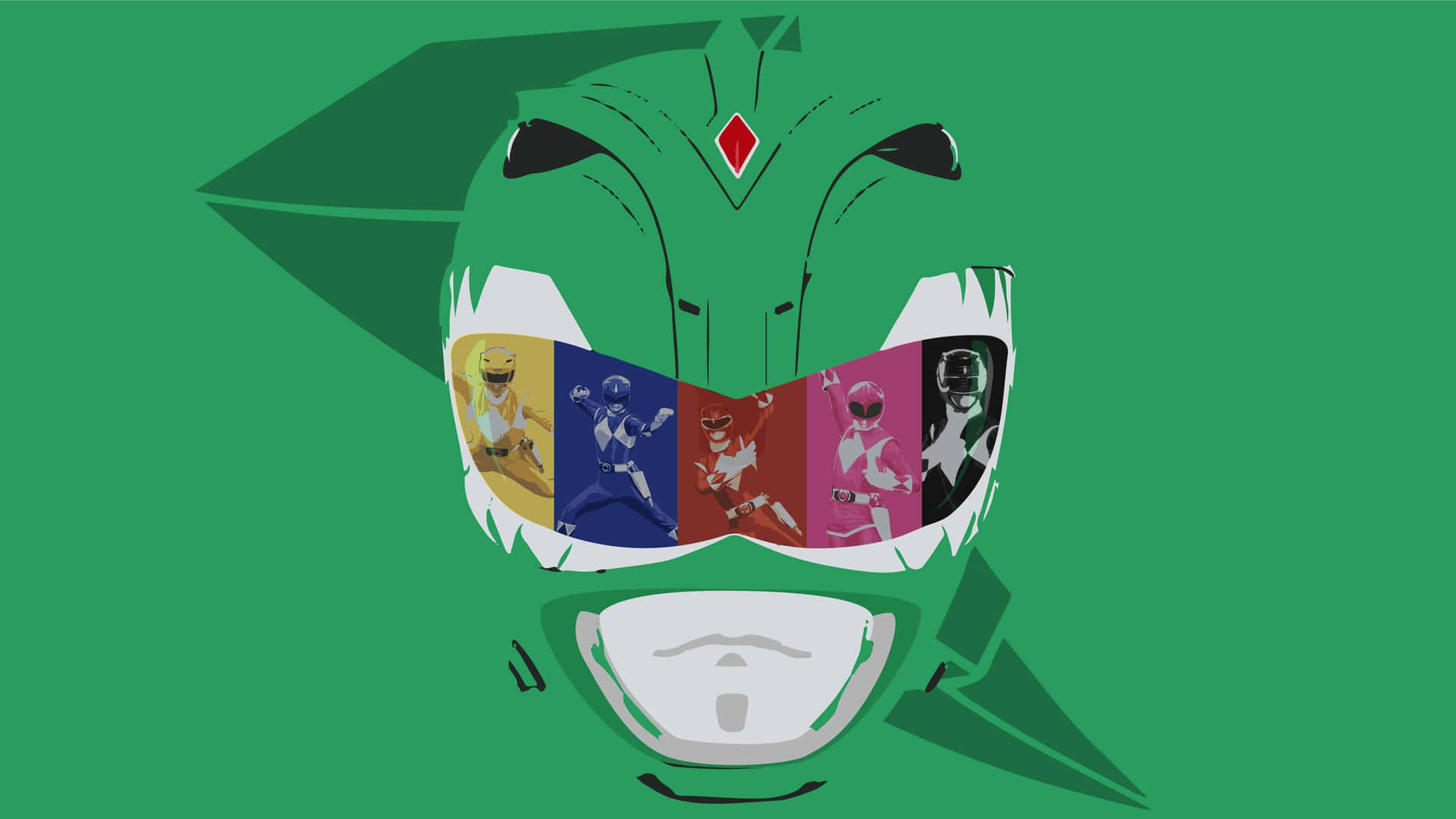 Power Rangers Green Helmet Design Wallpaper