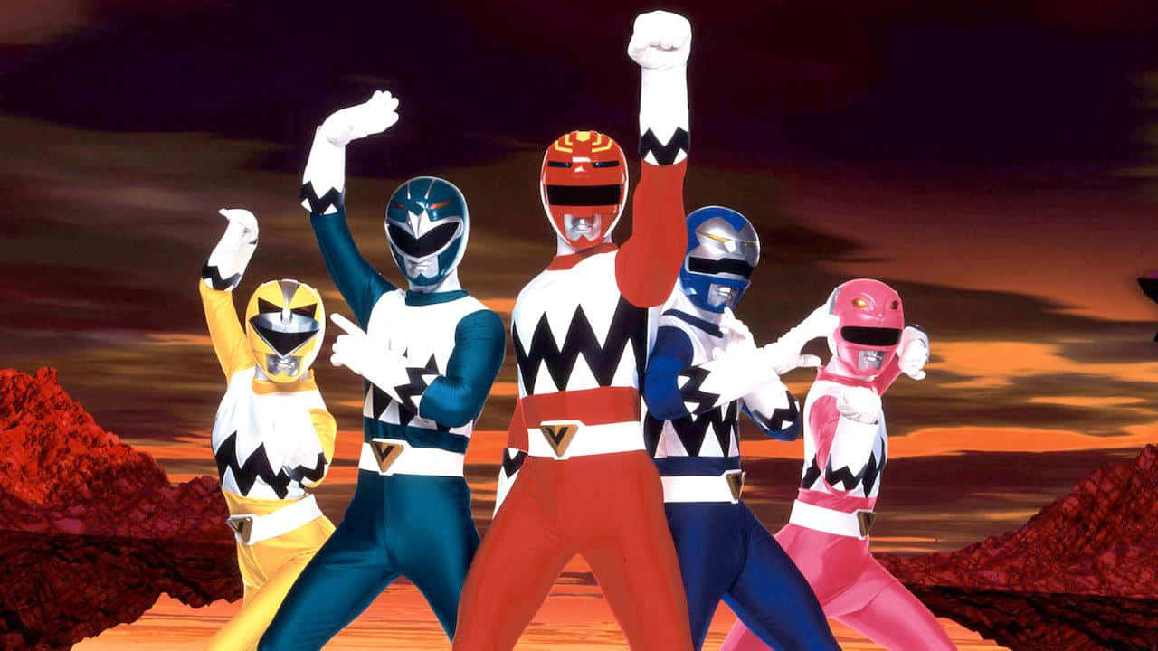 Equipesuper-heroica Dos Power Rangers Protegendo O Mundo Das Forças Do Mal.
