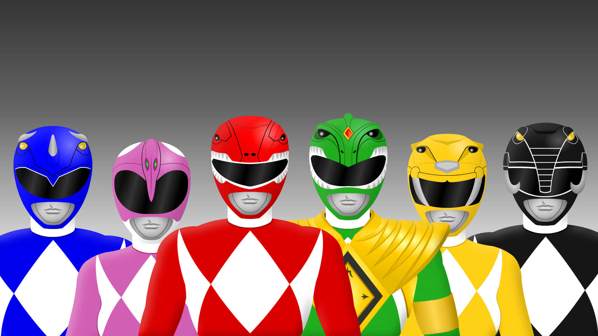 Power Rangers Team With Green Ranger Wallpaper