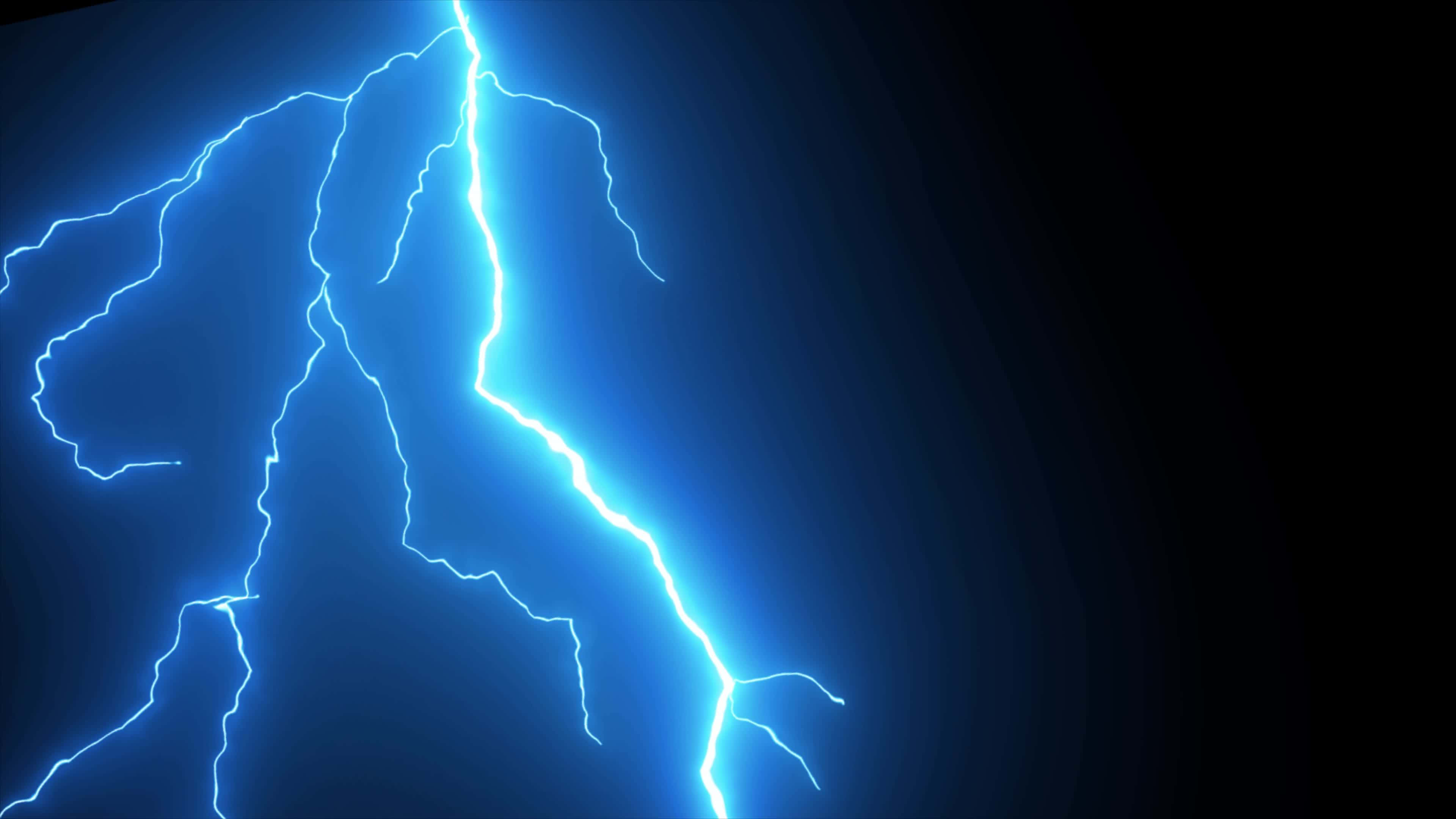 Powerful 4k Lightning Strike Against Night Sky Wallpaper