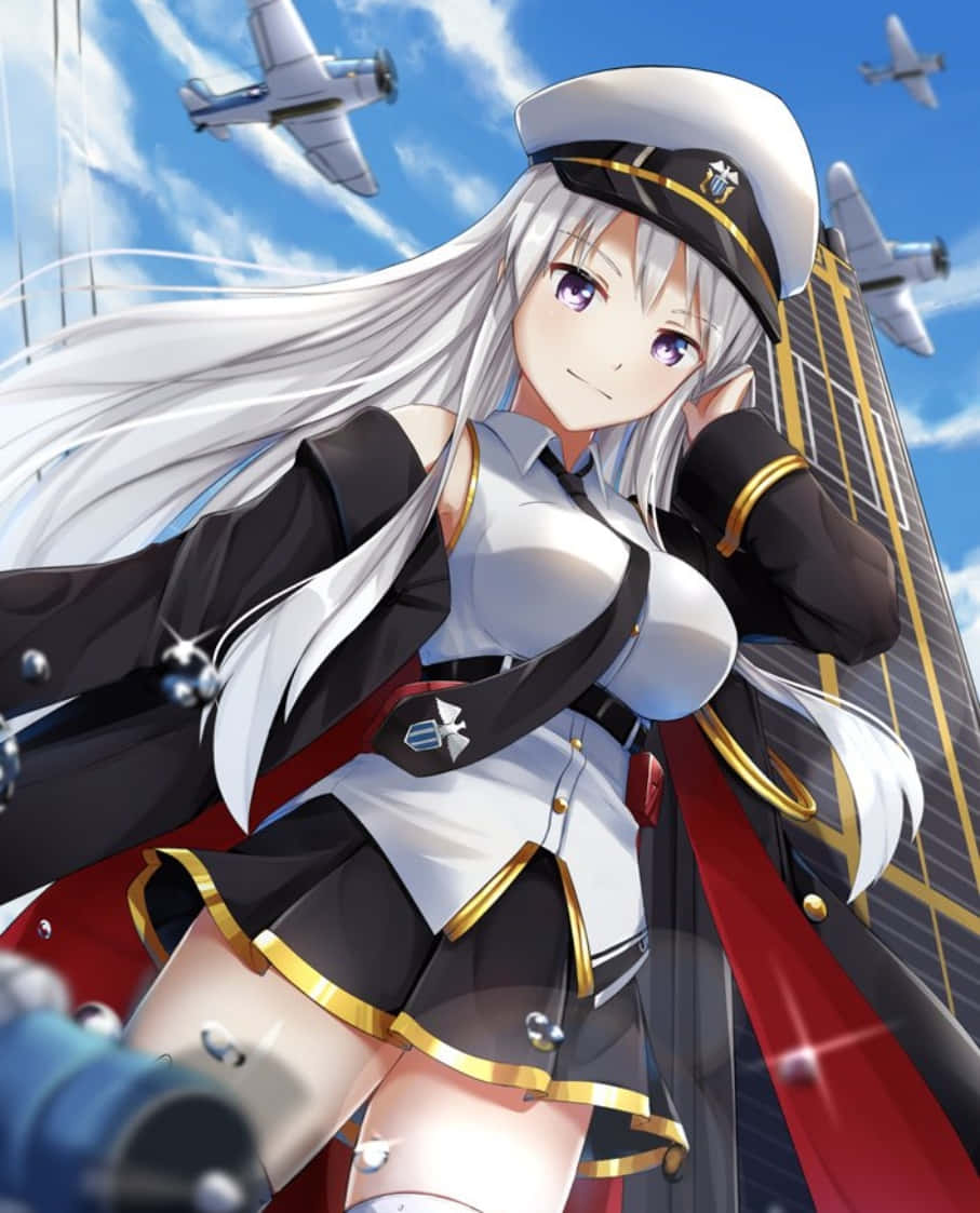 "powerful Azur Lane Enterprise Character In Action" Wallpaper