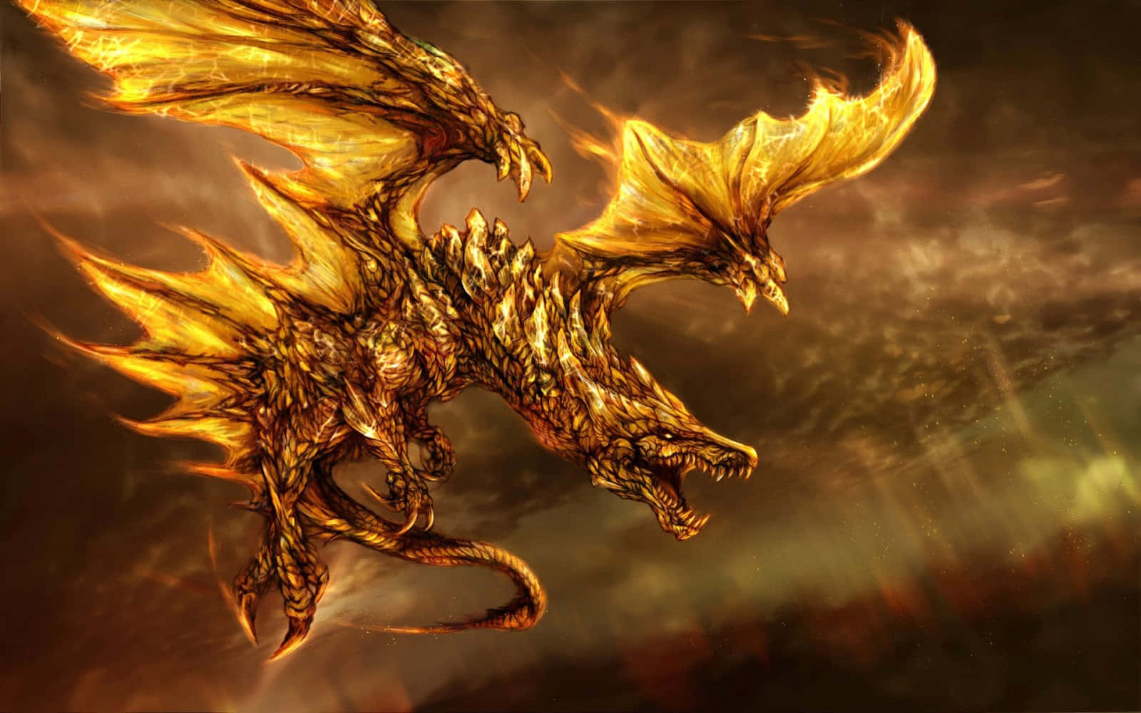A majestic and powerful dragon takes flight Wallpaper