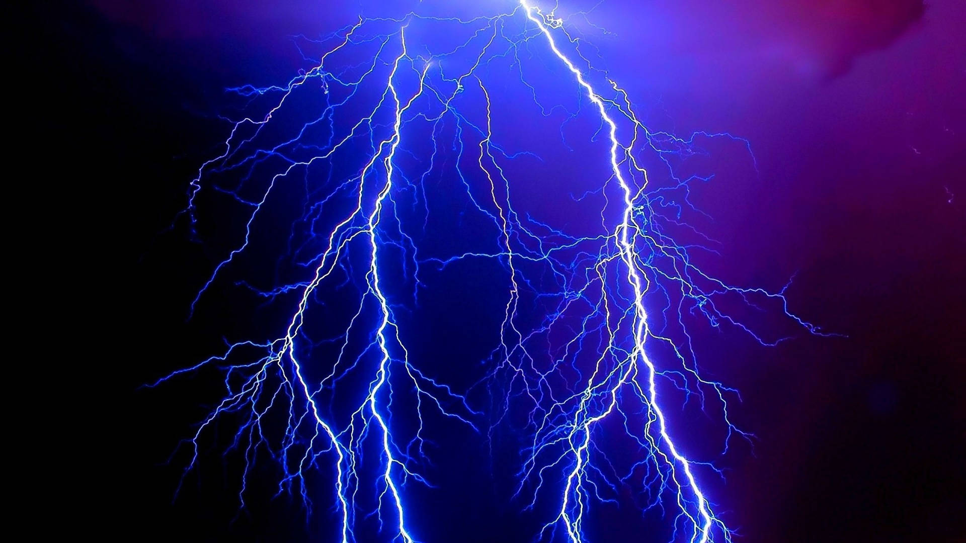 Powerful Lightning Strike Electric Current Background