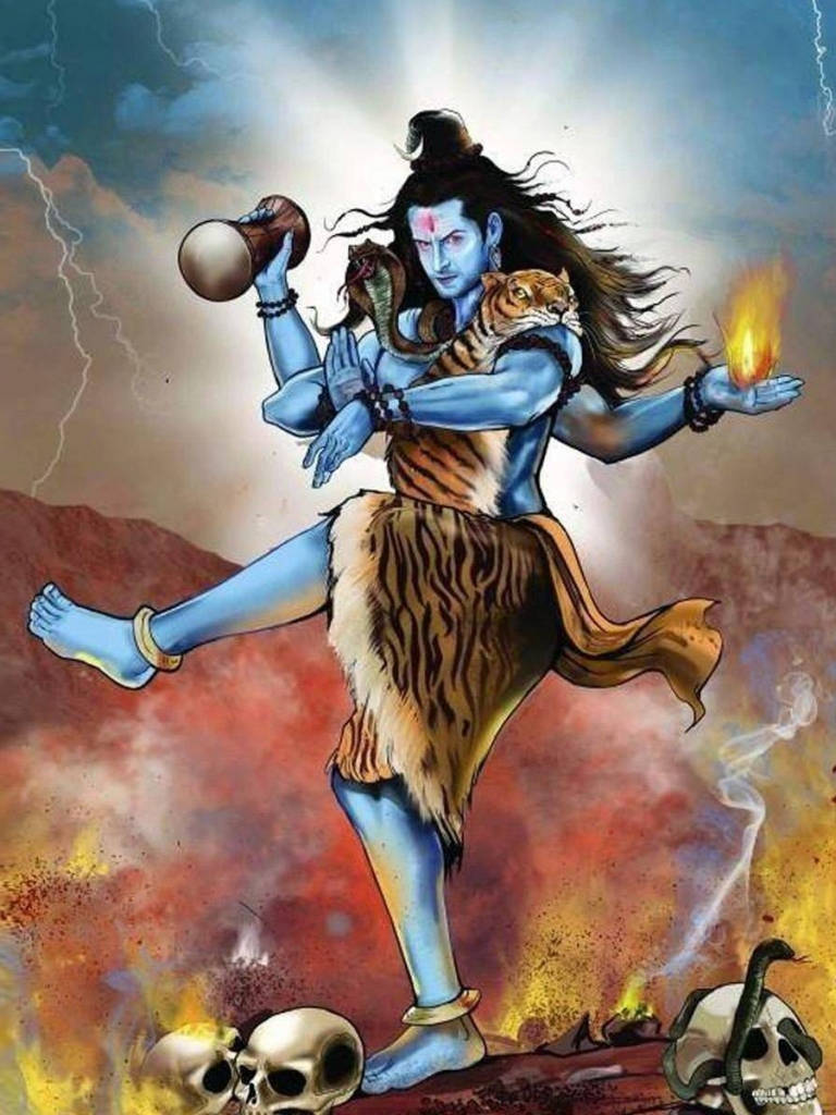 Powerful Manifestation Of Divine Anger - Lord Shiva In His Furious Avatar Wallpaper