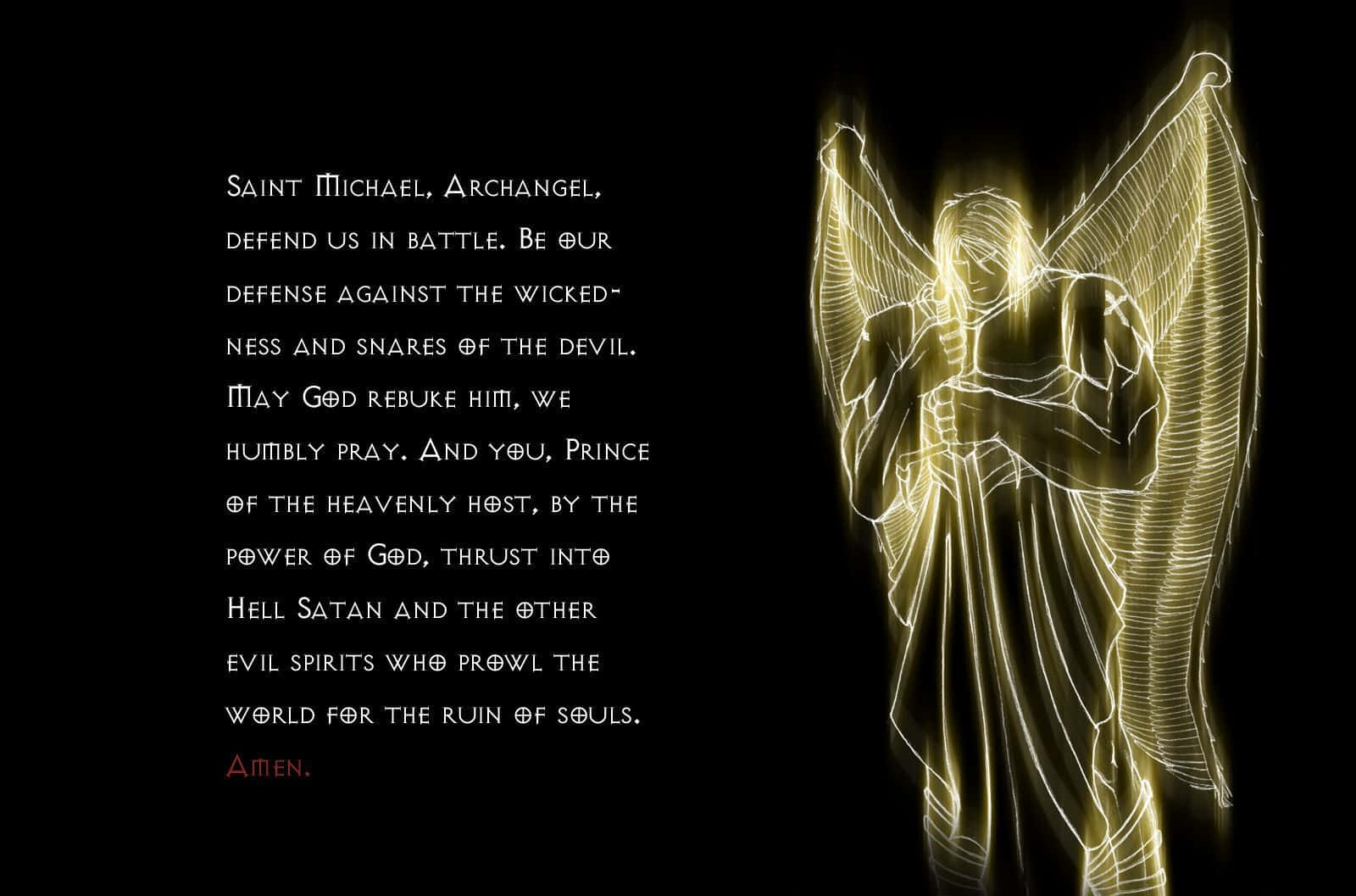 Powerful Representation Of Saint Michael The Archangel Wallpaper