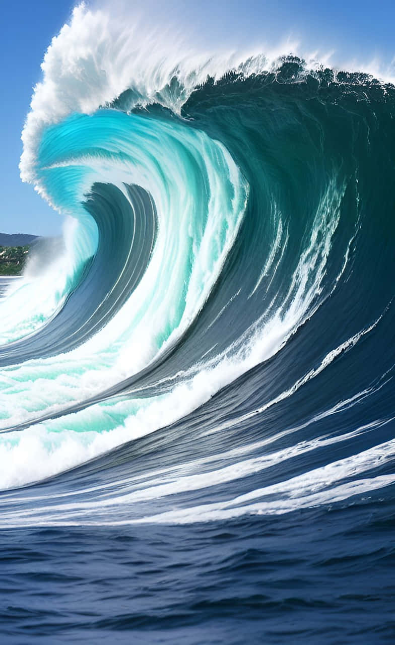 Powerful Tsunami Wave Approaching The Shore Wallpaper