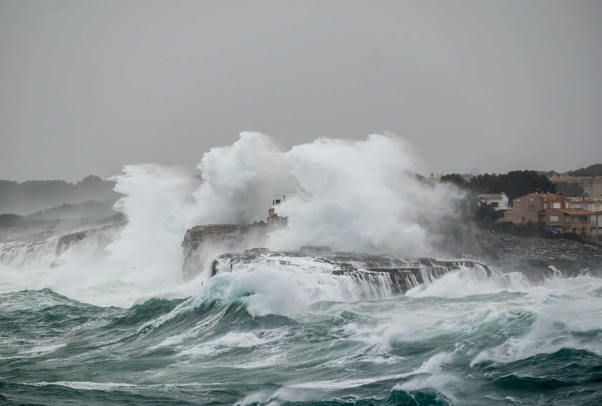 "powerful Tsunami Wave Cresting In The Ocean" Wallpaper