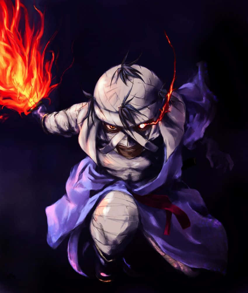 Powerful Yet Dark - Makoto Shishio In Flames Wallpaper