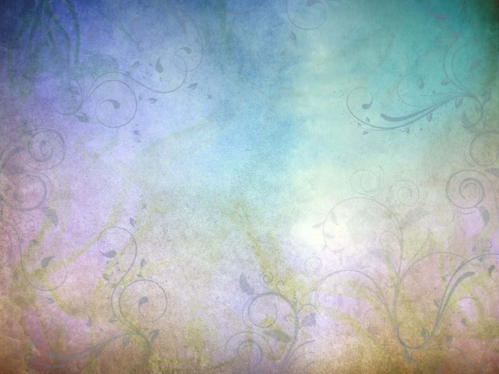 Einblauer Und Lila Hintergrund Mit Wirbeln Und Blumen