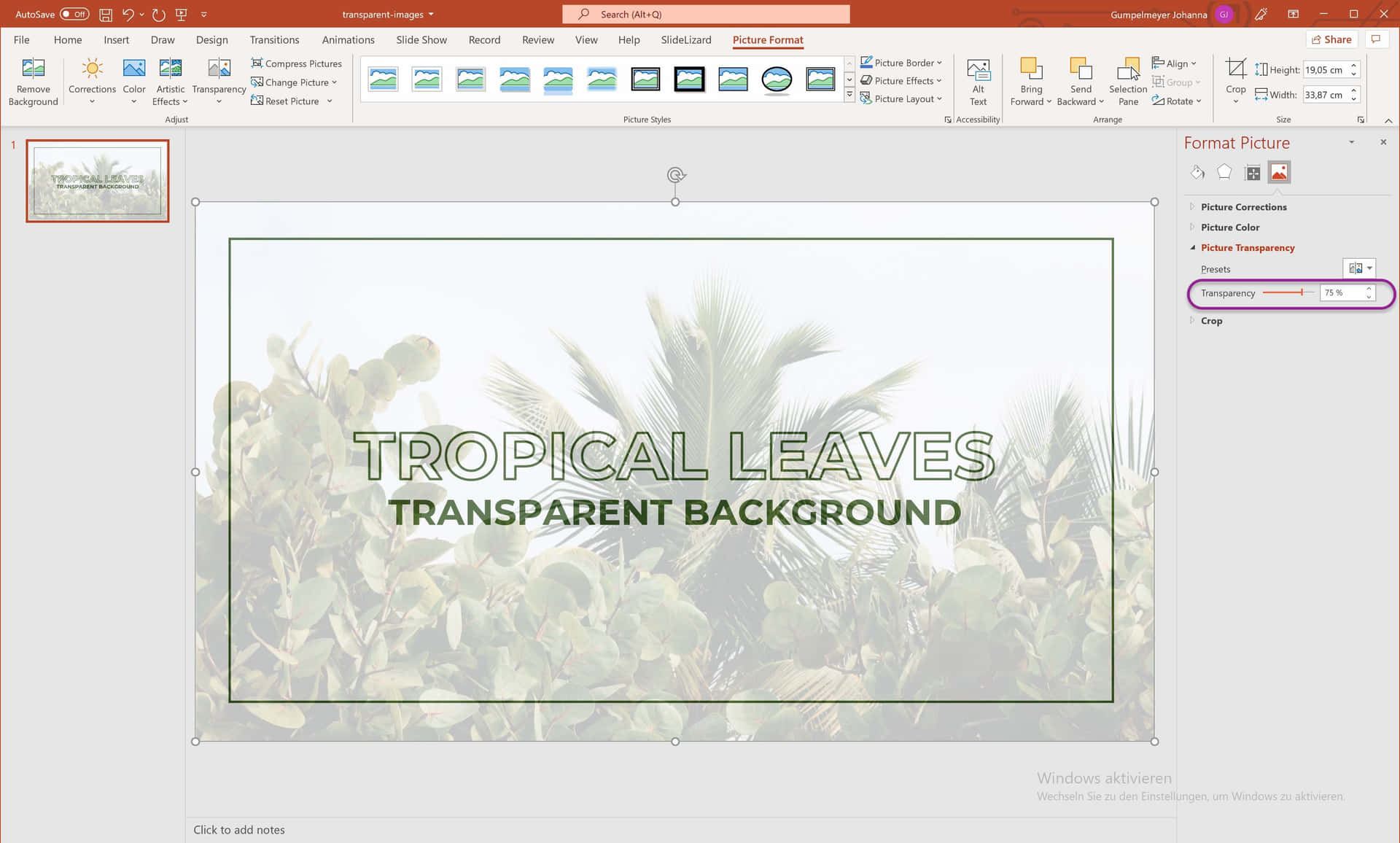 Powerpoint Template With Tropical Leaves Background