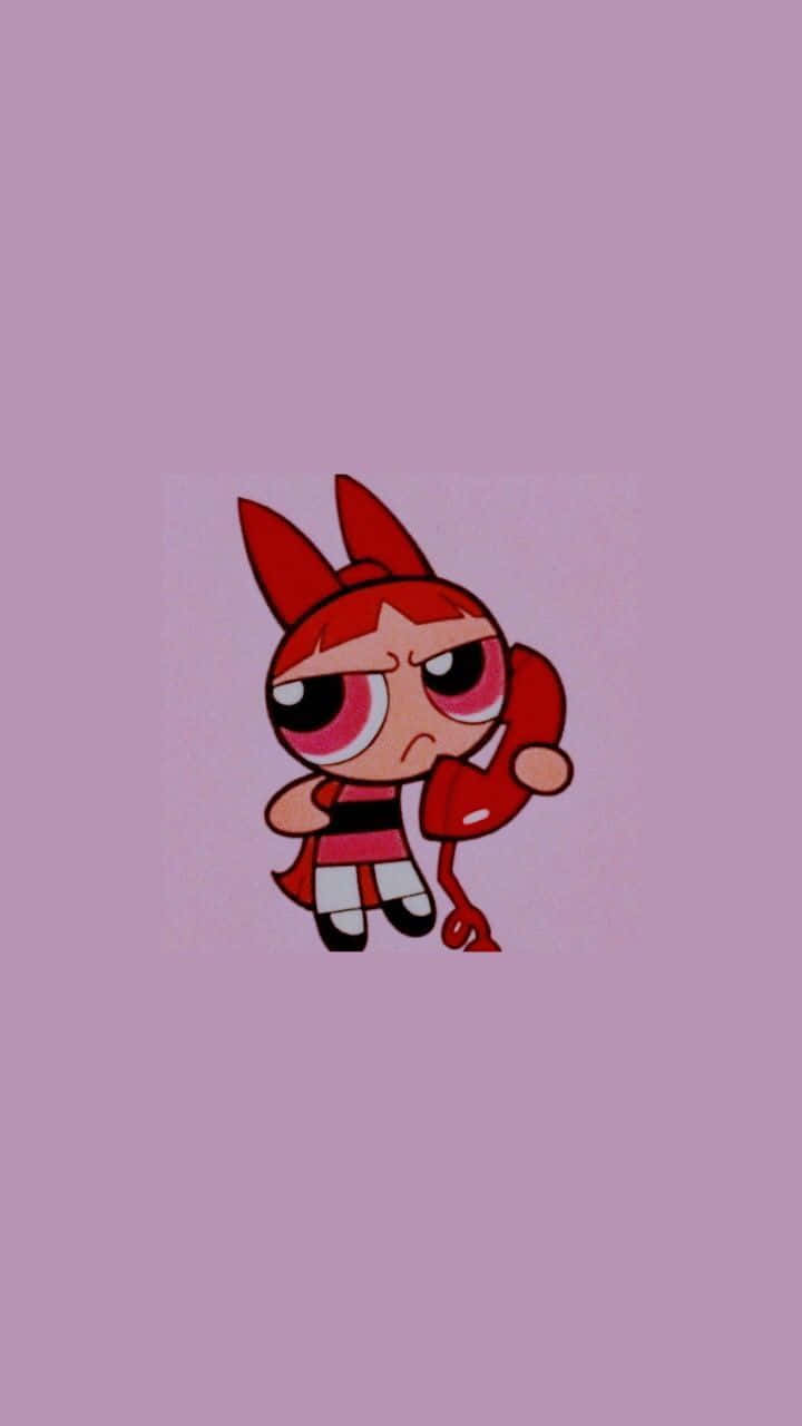 Powerpuff Girl With A Red Heart On Her Head Wallpaper