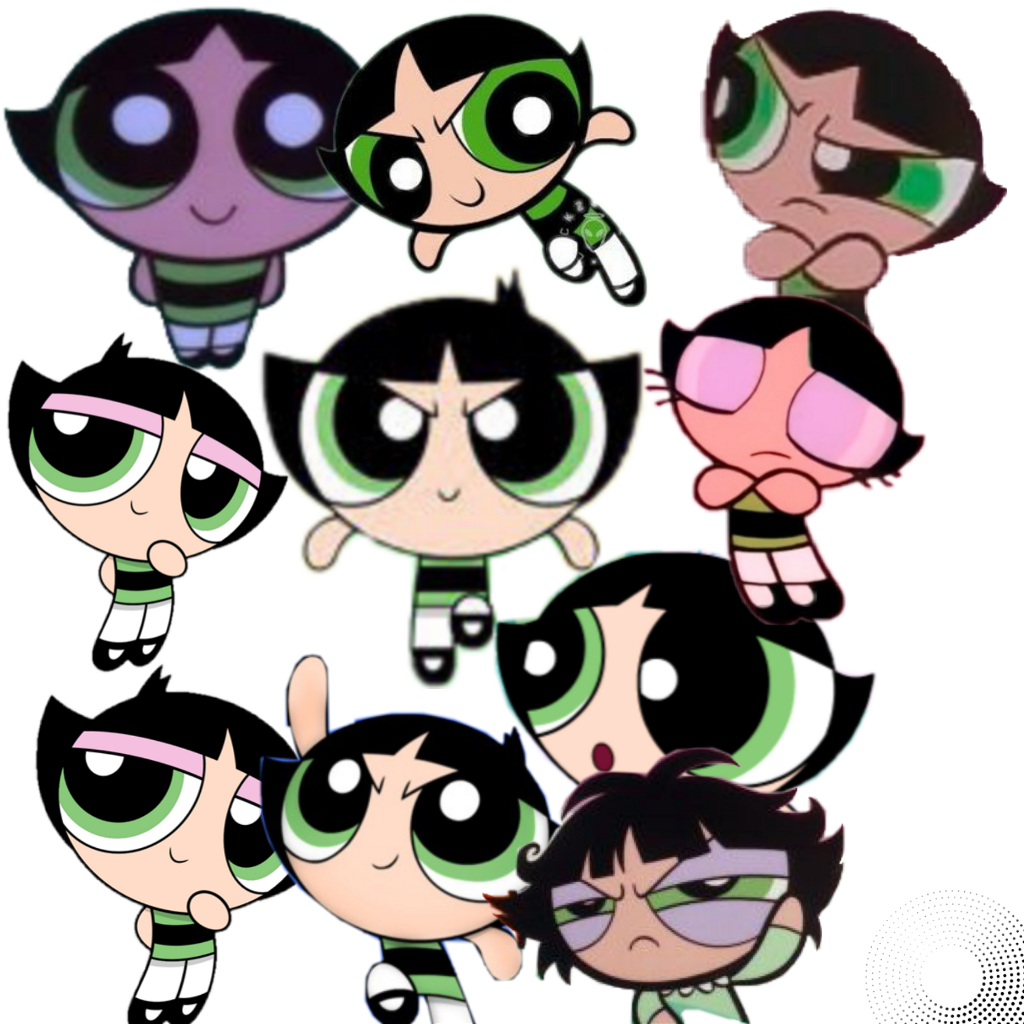 Powerpuff Girls Buttercup Expressions Collage PNG