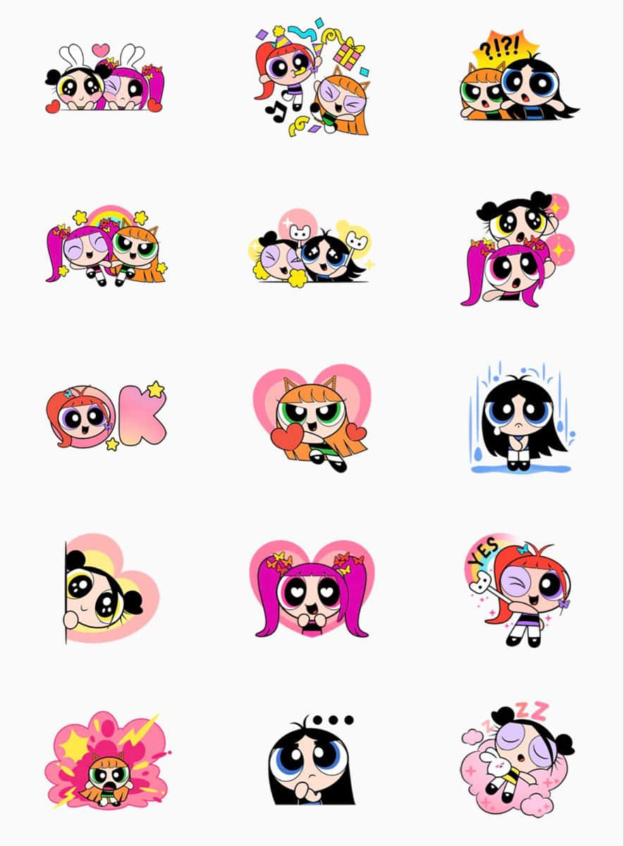 Powerpuff Girls Expressions Collage Wallpaper