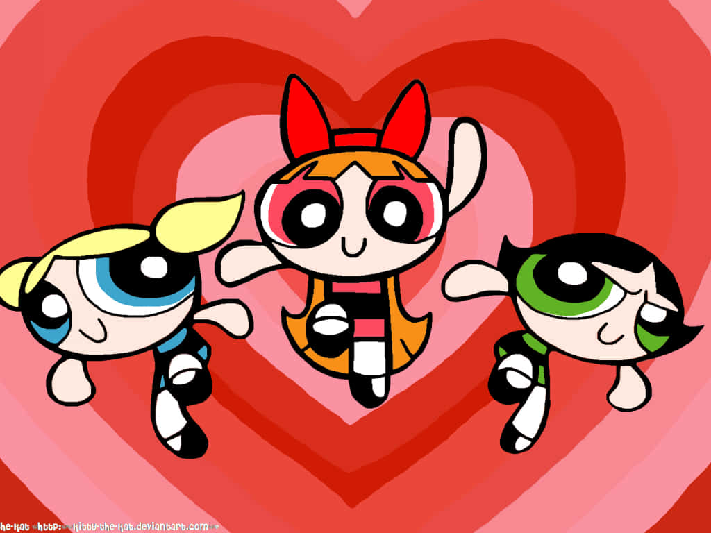 Blossom, Bubbles, and Buttercup show how love conquers all. Wallpaper