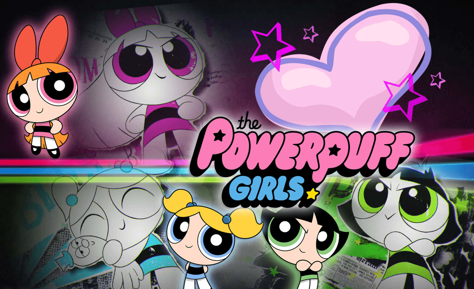 The Powerpuff Girls Meet Heart Wallpaper