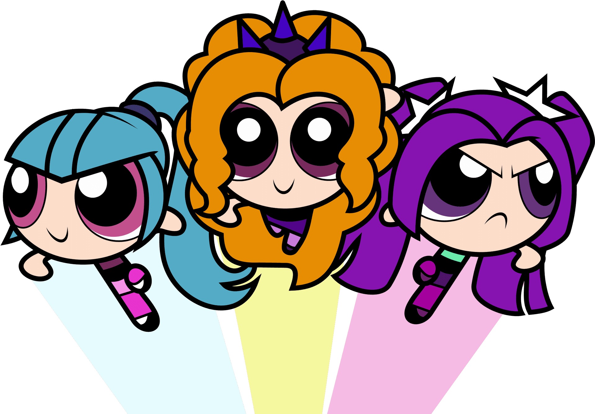 Powerpuff Girls Trio Illustration PNG