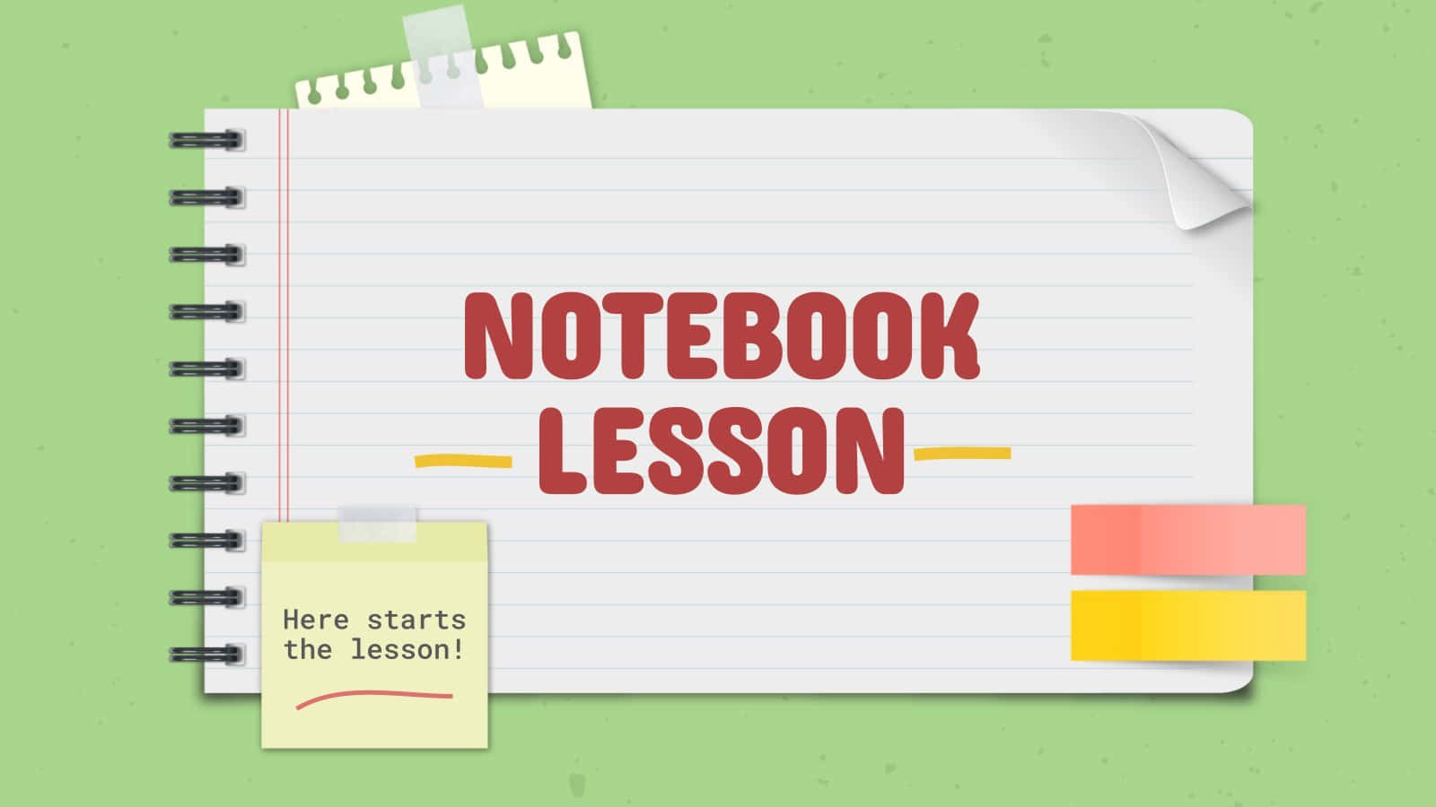 Green Notebook Lesson PPT Background