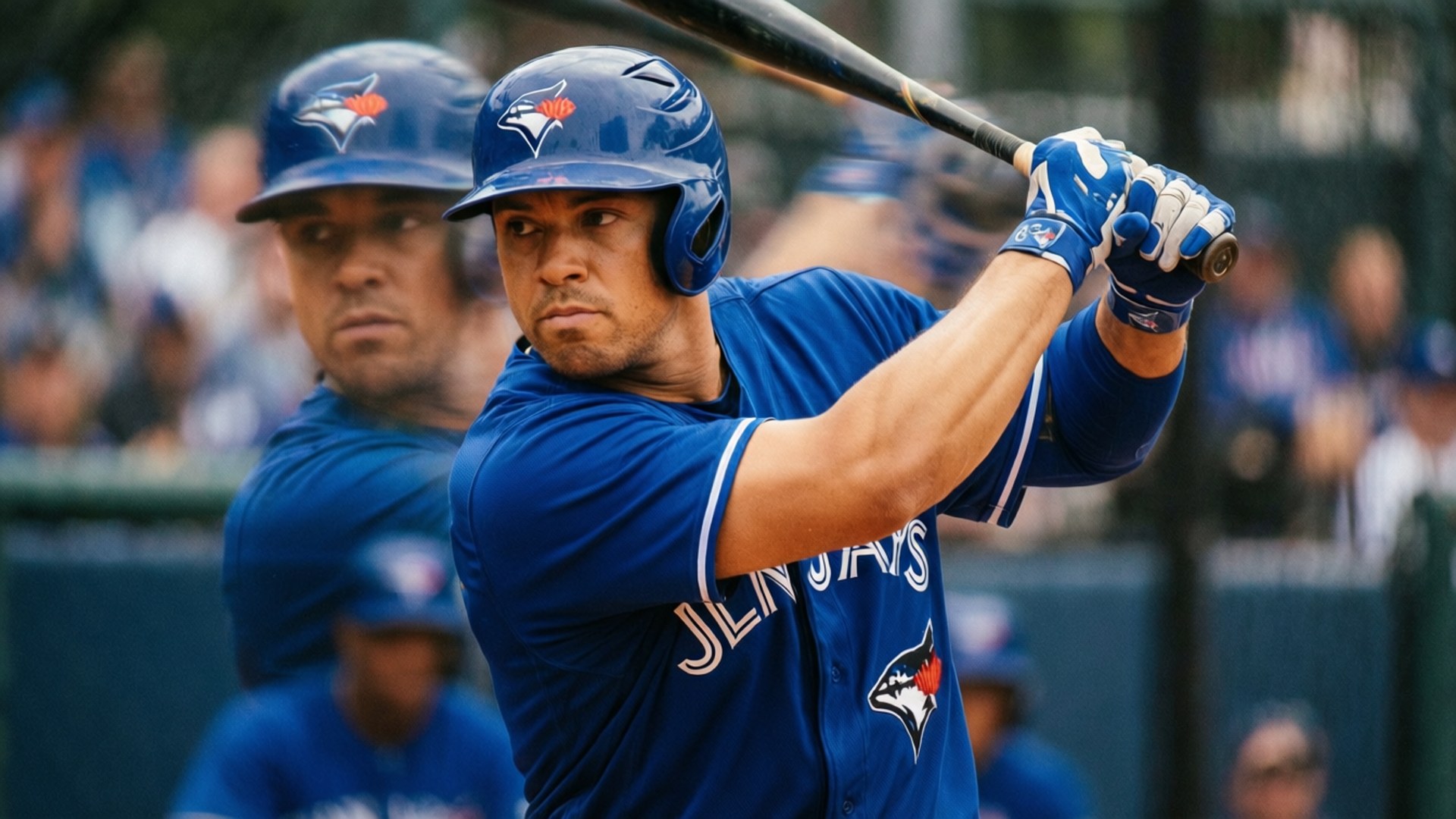 Teoscar Hernandez during batting practice with motion blur