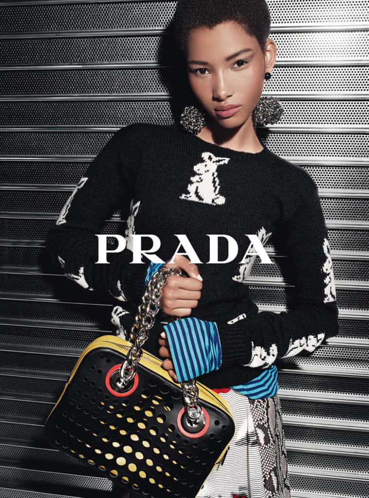 Enung Kvinna Som Håller En Prada-väska