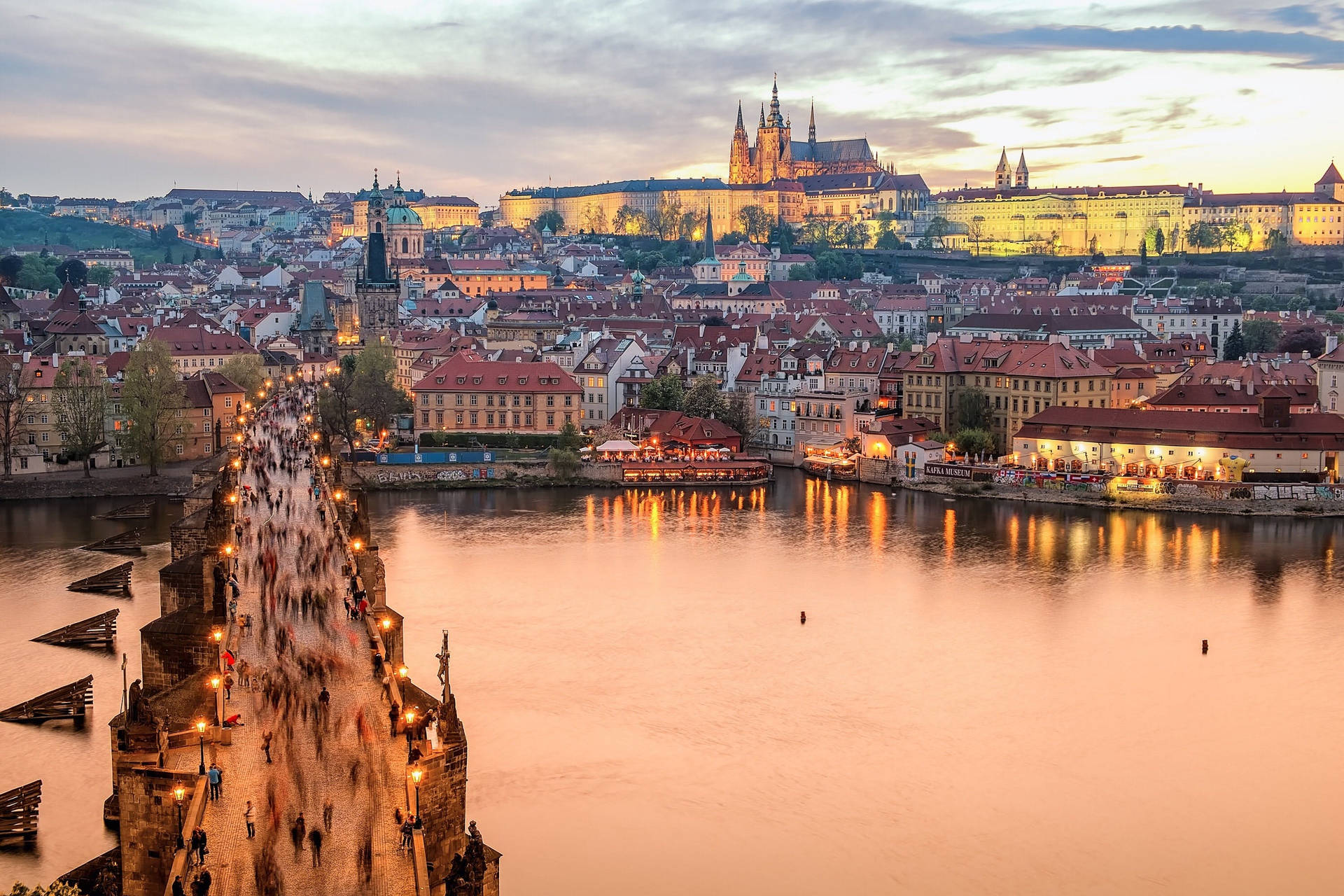 Prague And Bridge At Dawn Wallpaper