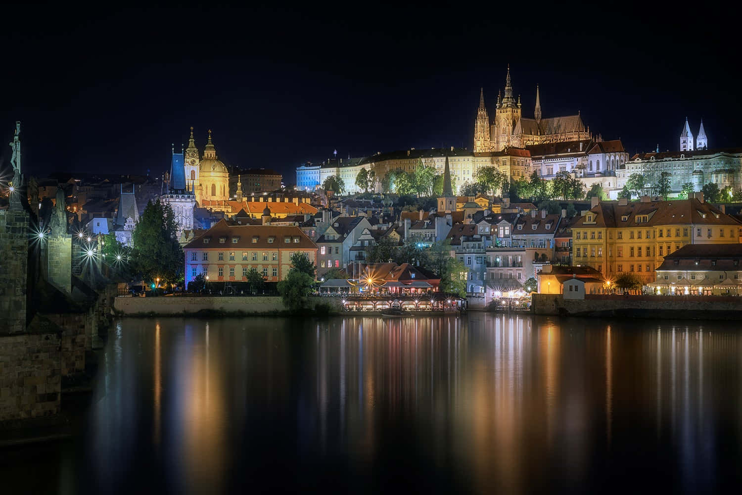 Prague Castle Aesthetic Night View Wallpaper