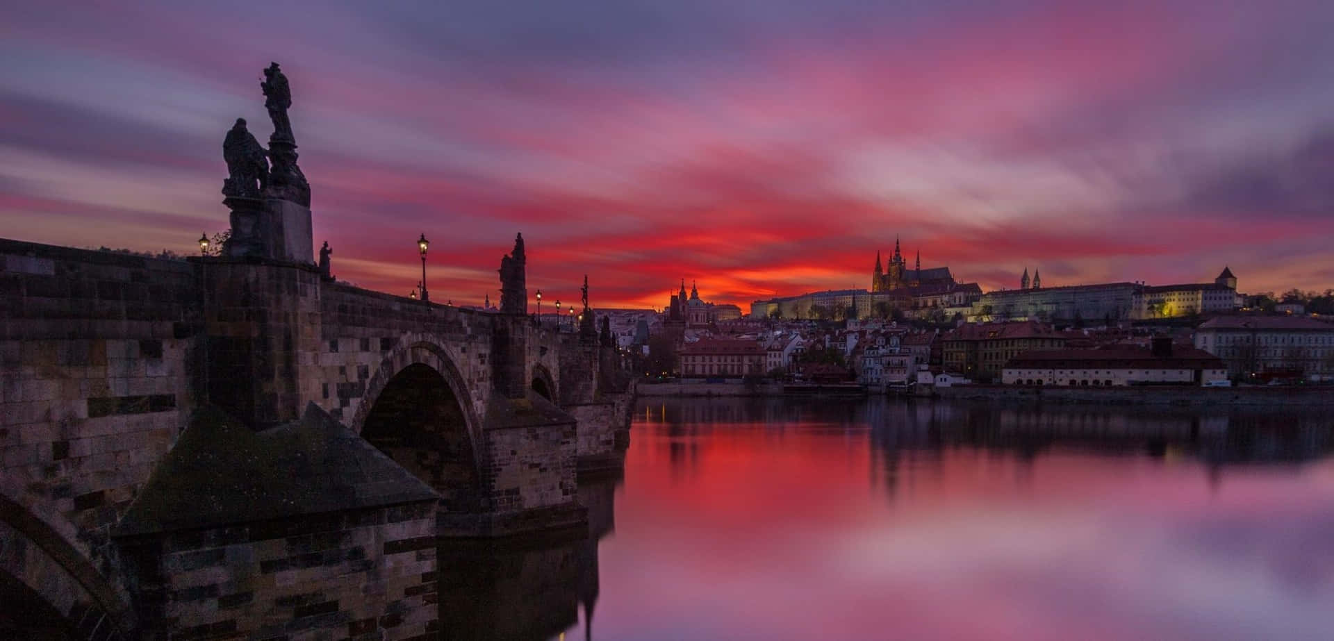 Prague Castle Aesthetic Sunset Wallpaper