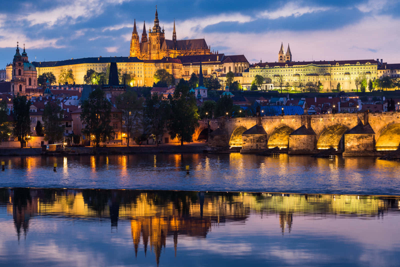 Prague Castle Twinkling With Light Wallpaper