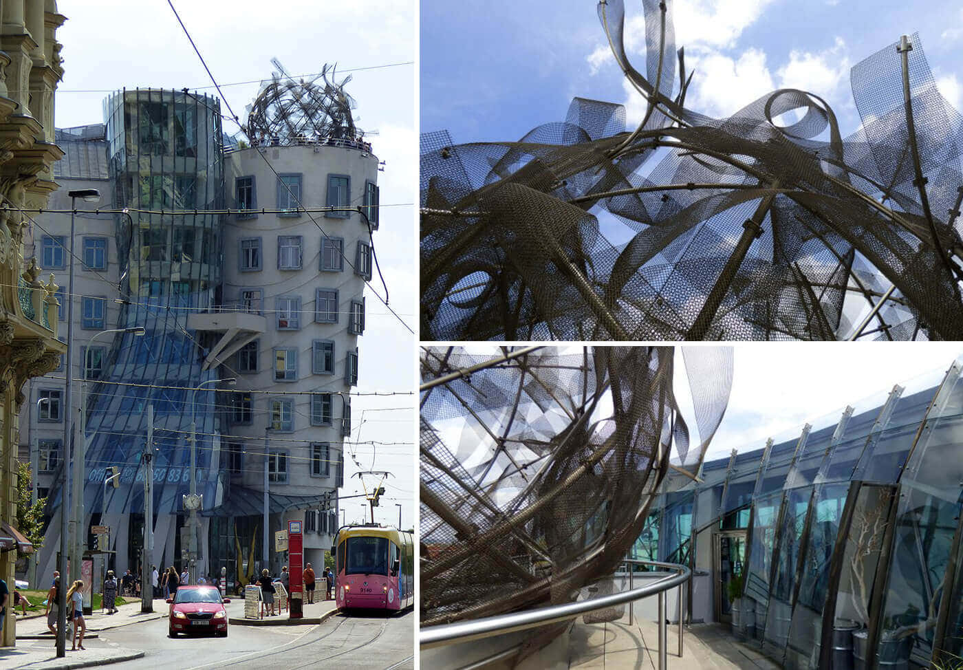 Collagede Fotos De La Casa Danzante De Praga Fondo de pantalla