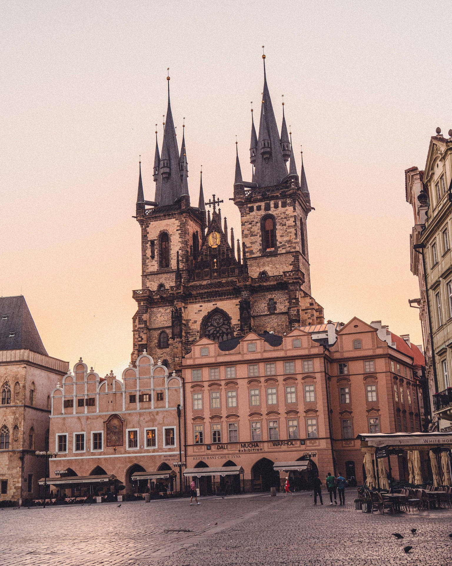 Caption: Enchanting View of Prague's Iconic Gothic Church Wallpaper