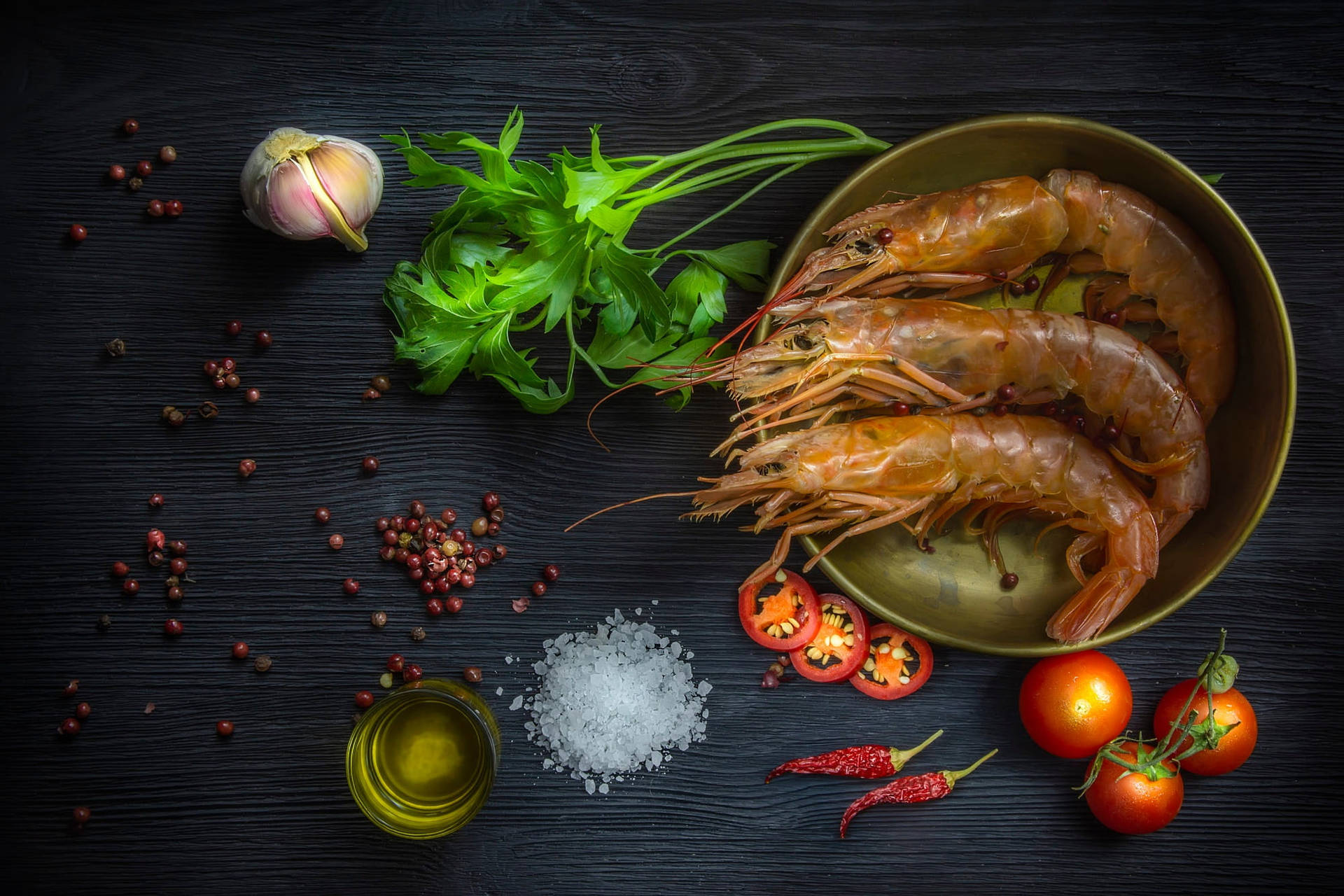 Prawns With Herbs And Spices Wallpaper