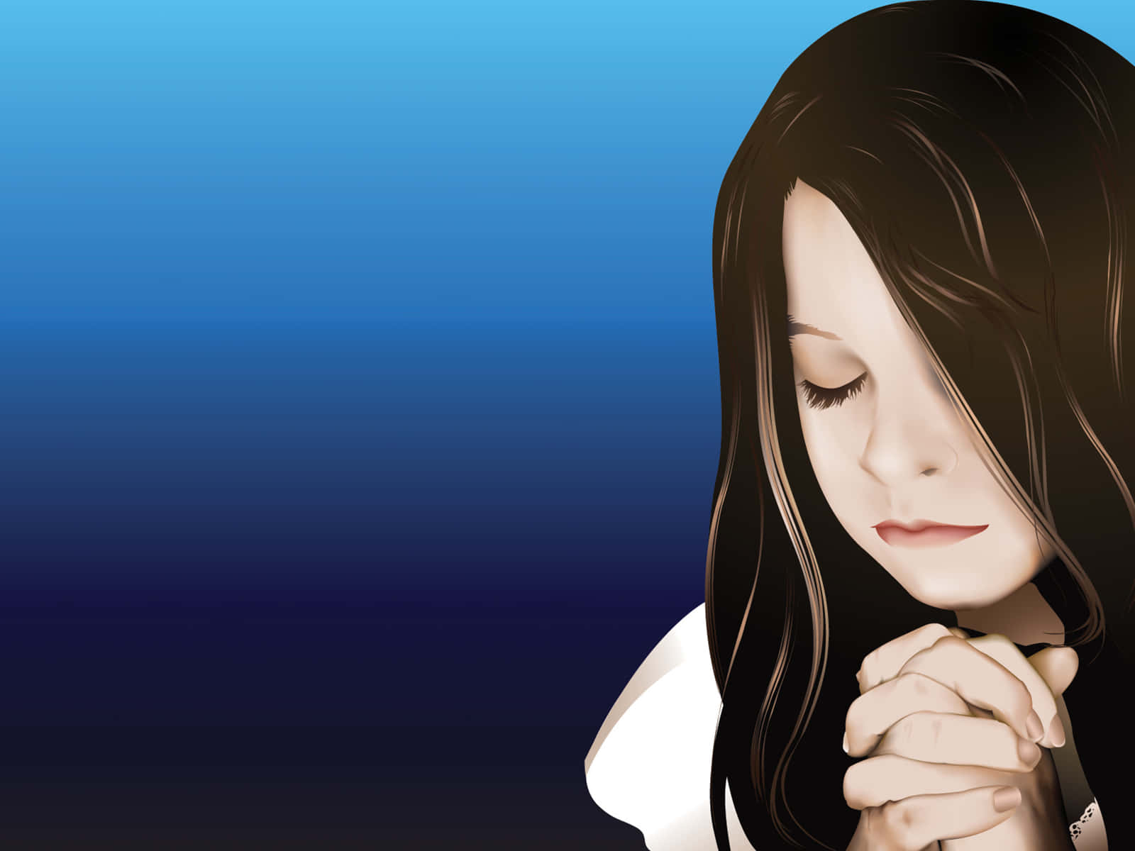 A Girl Praying With Her Hands Folded