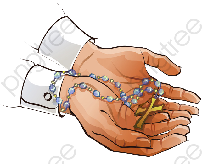 Prayer Beadsand Crossin Hand PNG