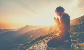Prayer Man Sunrise Mountain Wallpaper