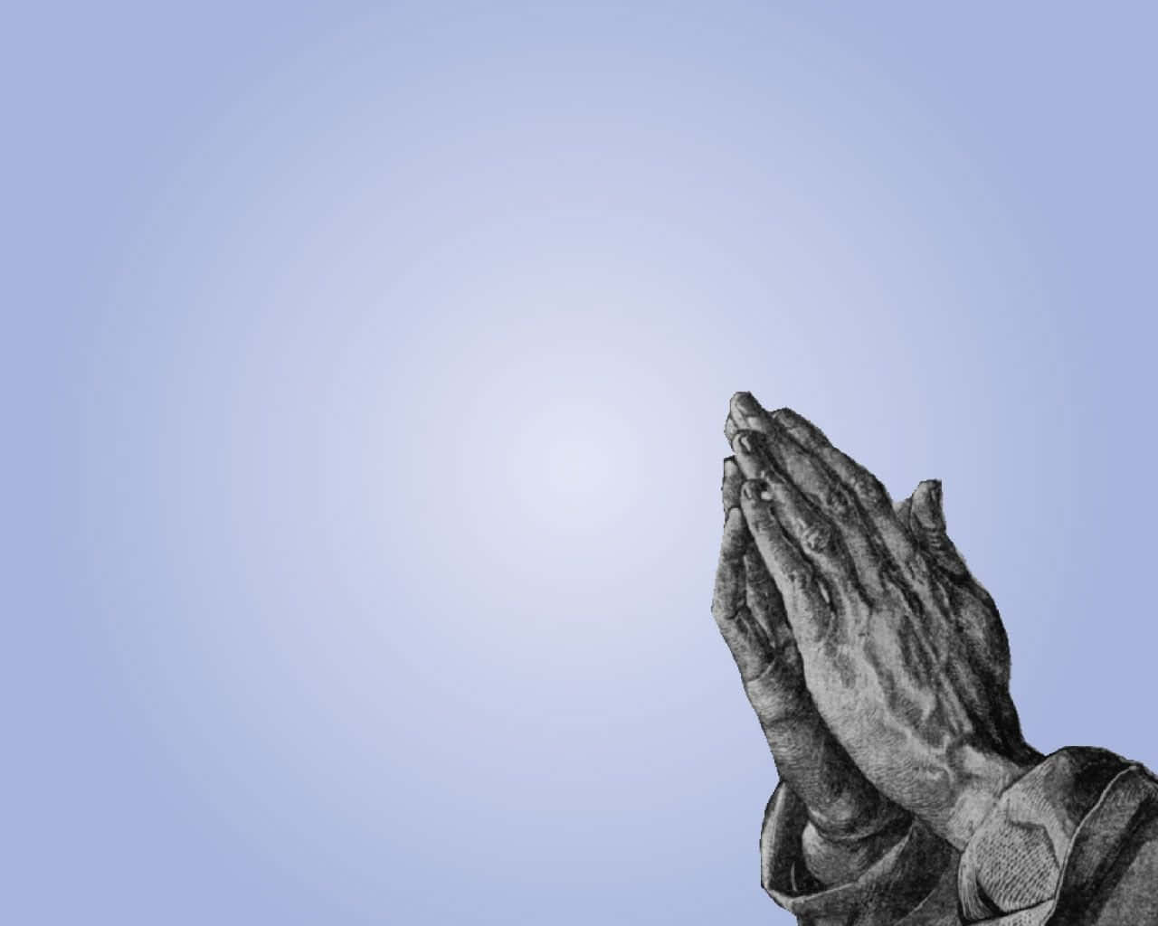 Mãosem Oração Alcançando O Alto Em Contemplação Profunda. Papel de Parede