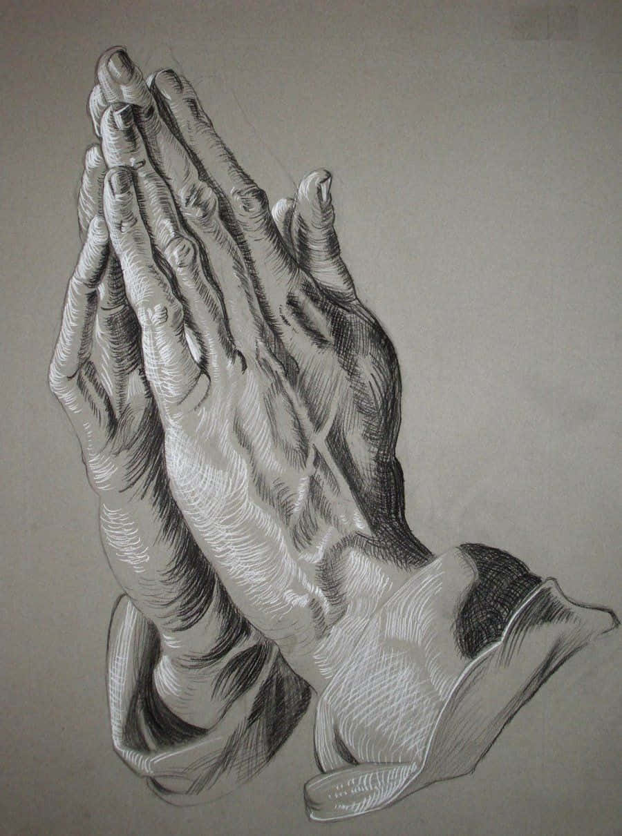 Praying Hands Charcoal Sketch Picture