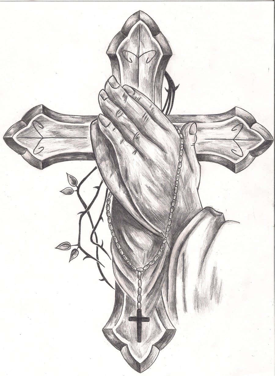 Praying Hands And Cross Picture