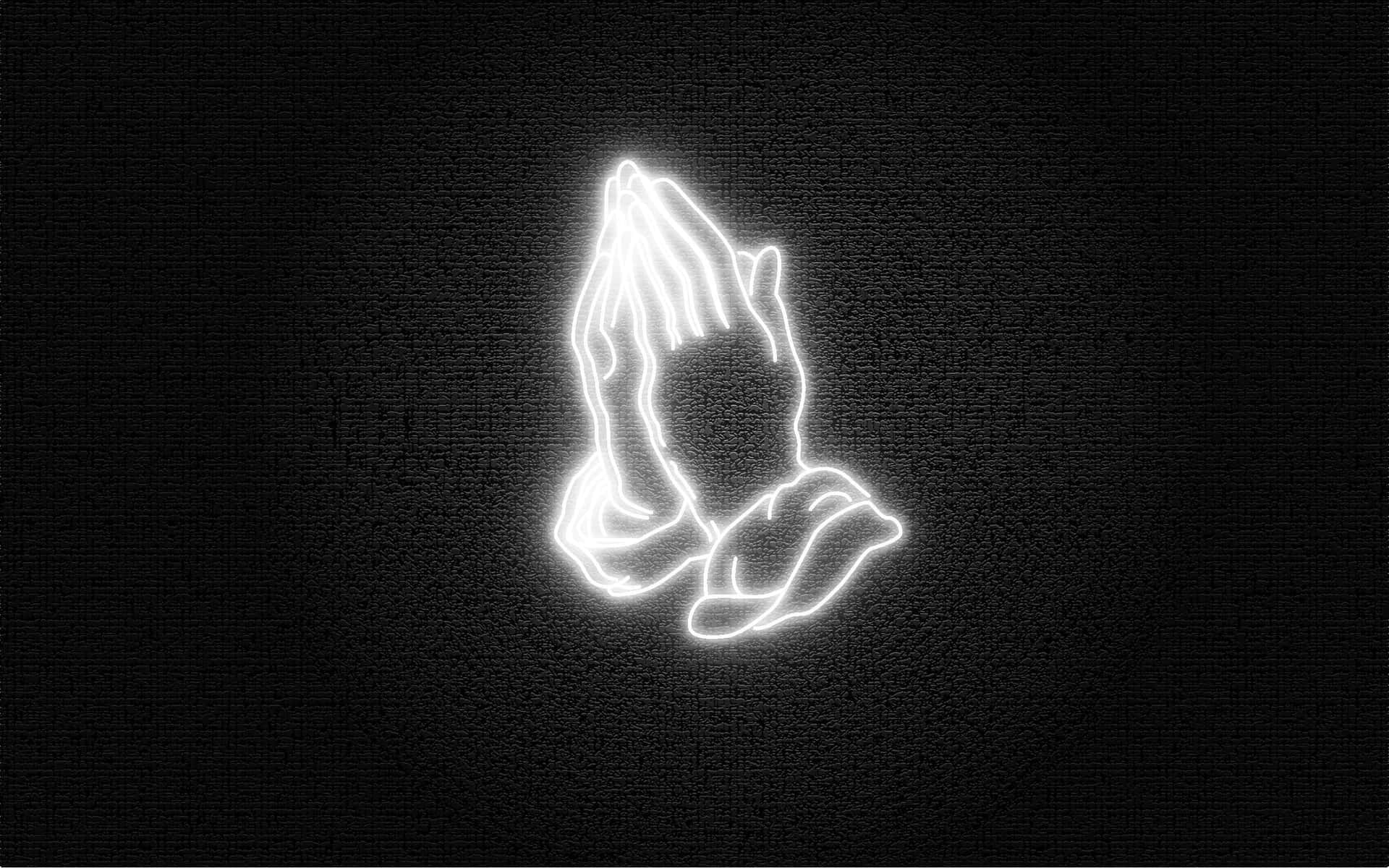 Illuminating White Praying Hands Icon Picture