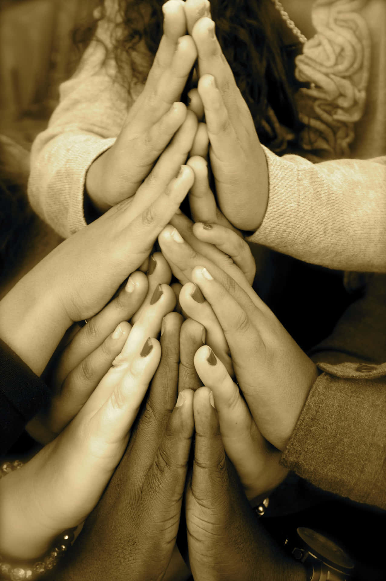Group Of People Praying Hands Picture