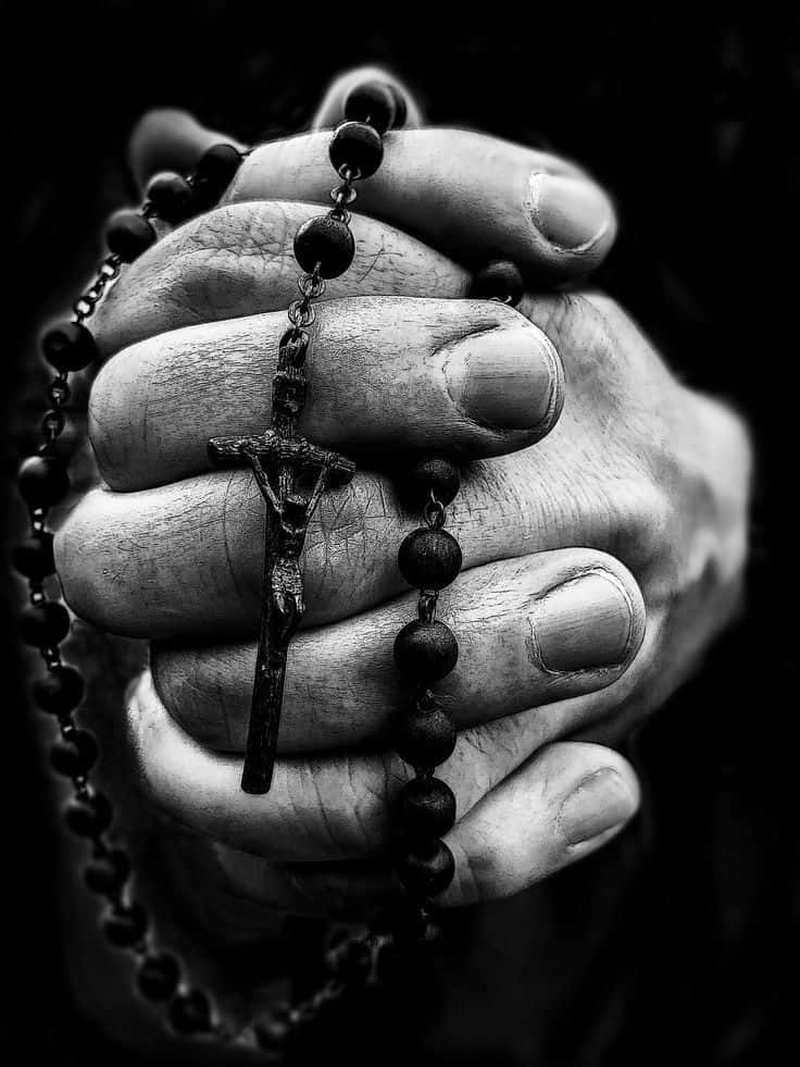 praying hands with rosary art