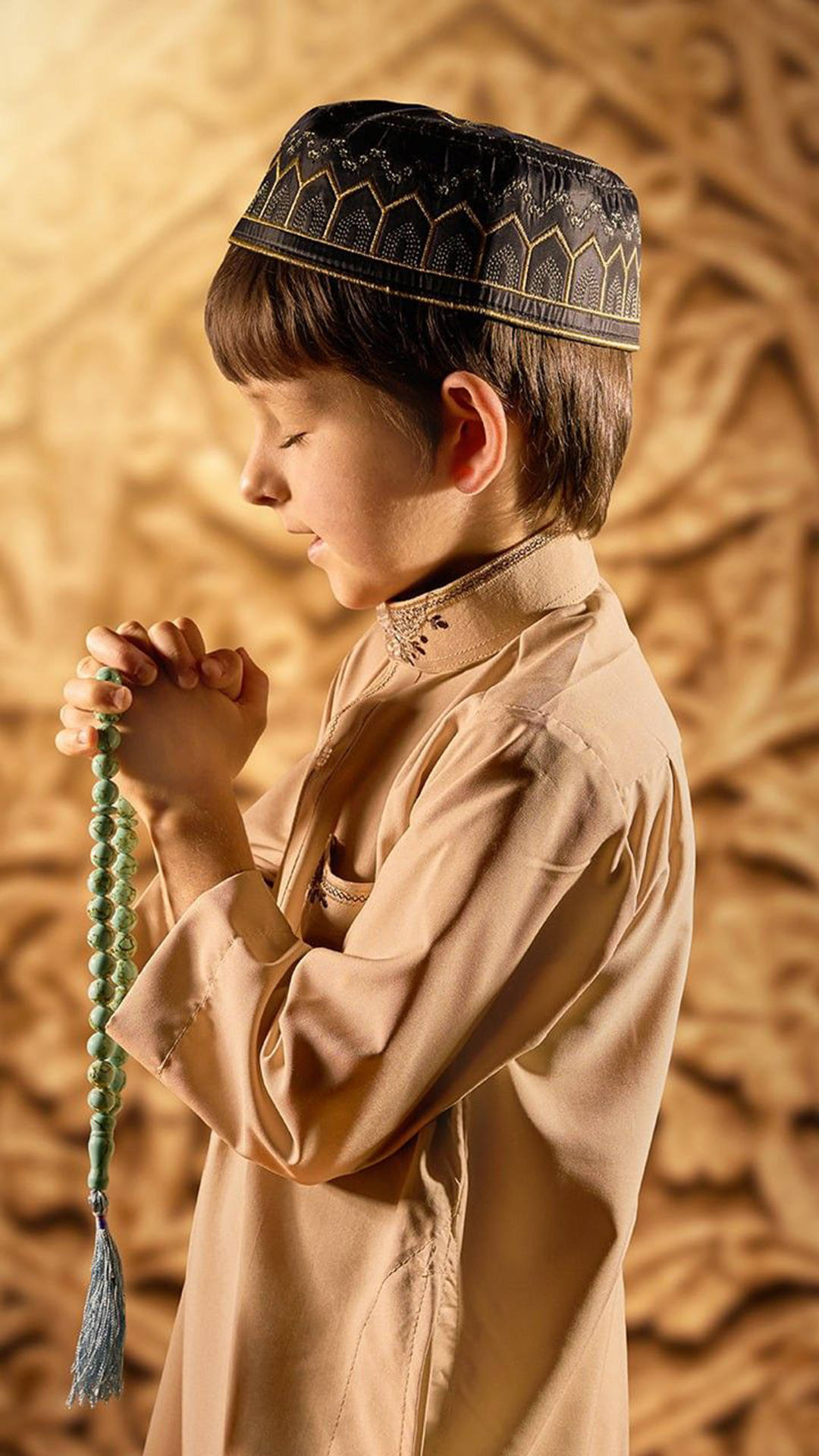 Praying Little Islamic Boy Background